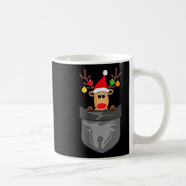 Caneca De Café Funny Christmas Reindeer In Cket  (Direita)