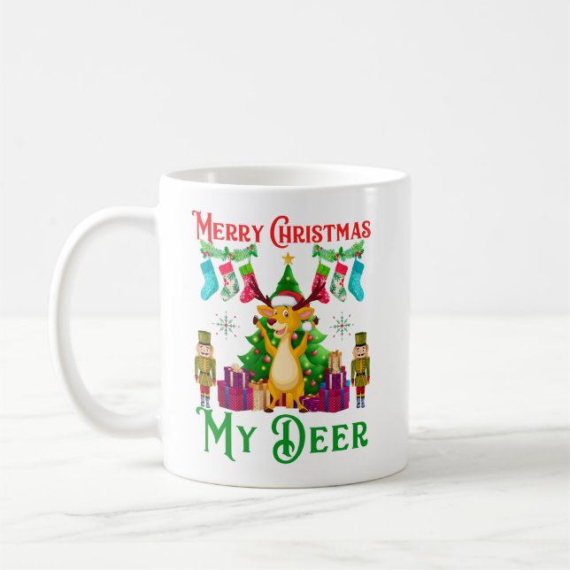 Caneca De Café Funny Christmas Reindeer, Merry Christmas My Deer (Esquerda)