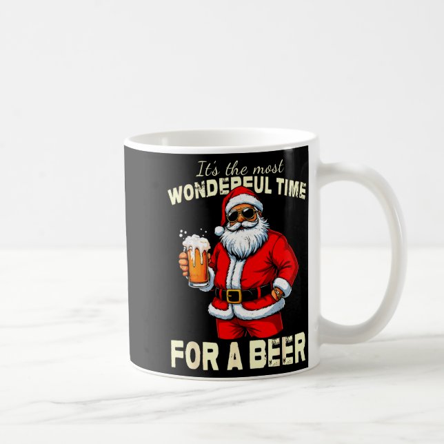 Caneca De Café Funny Christmas Santa Drinking Beer Wonderful Time (Direita)