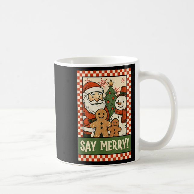 Caneca De Café Funny Christmas Santa Gingerbread Snowman Selfie S (Direita)