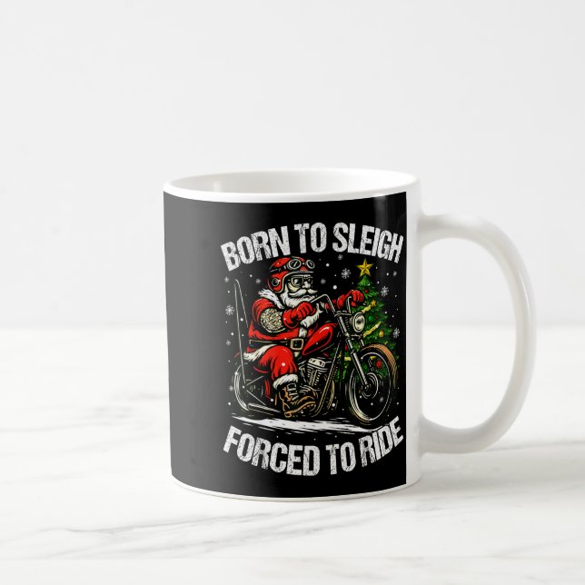 Caneca De Café Funny Christmas Santa Riding Motorcycle Bike Biker (Direita)
