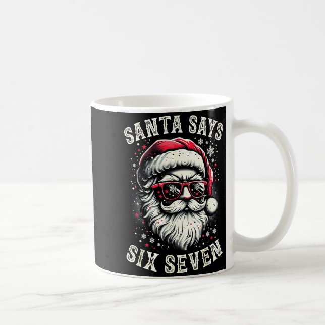 Caneca De Café Funny Christmas Santa Six Seven 6-7 Meme Brain Rot (Direita)