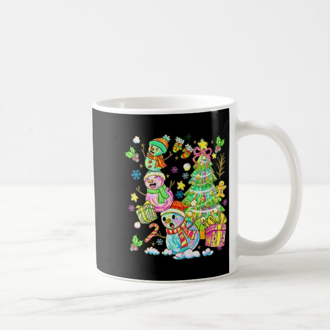 Caneca De Café Funny Christmas Snowman Topper Tree Holiday Family (Direita)