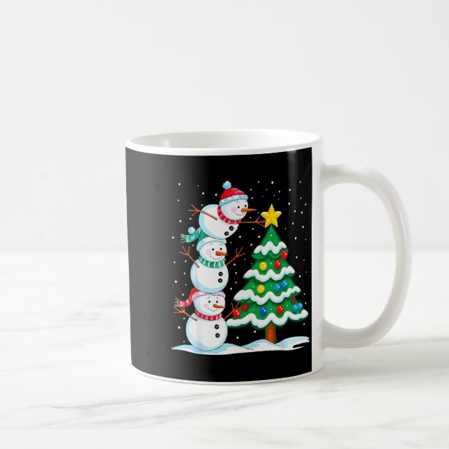 Caneca De Café Funny Christmas Snowman Topper Tree Holiday Family (Direita)
