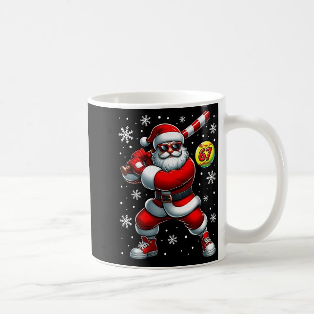 Caneca De Café Funny Christmas Softball Cool Santa Claus 6 7 Meme (Direita)