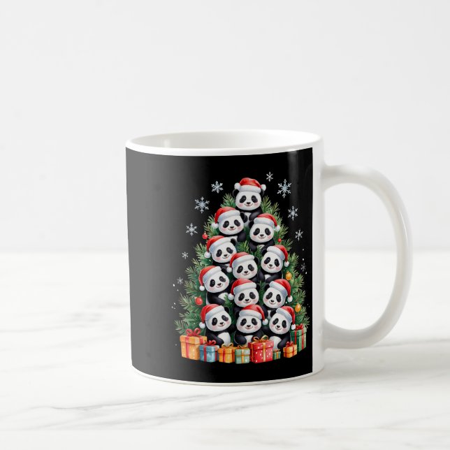 Caneca De Café Funny Christmas Tree Panda Family Xmas Pajamas  (Direita)