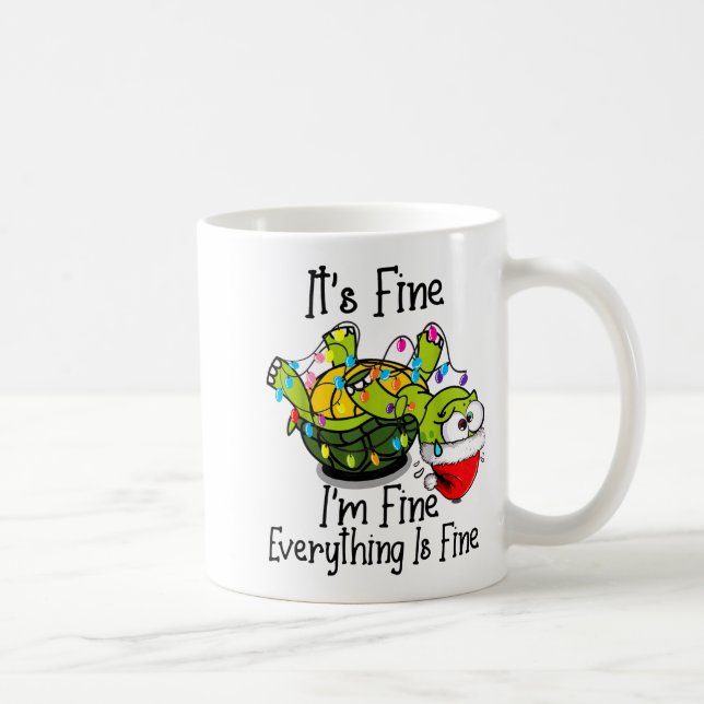 Caneca De Café Funny Christmas Turtle It's Fine I'm Fine Everythi (Direita)