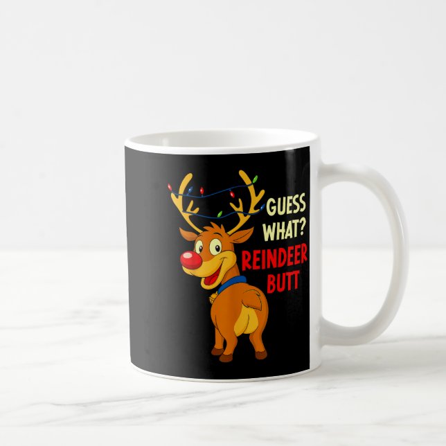 Caneca De Café Funny Christmas Ugly Sweater Guess What_ Reindeer  (Direita)