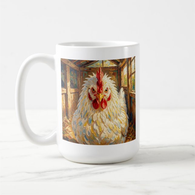 Caneca De Café Funny Close Up of Impasto Chicken that looks Mad (Esquerda)