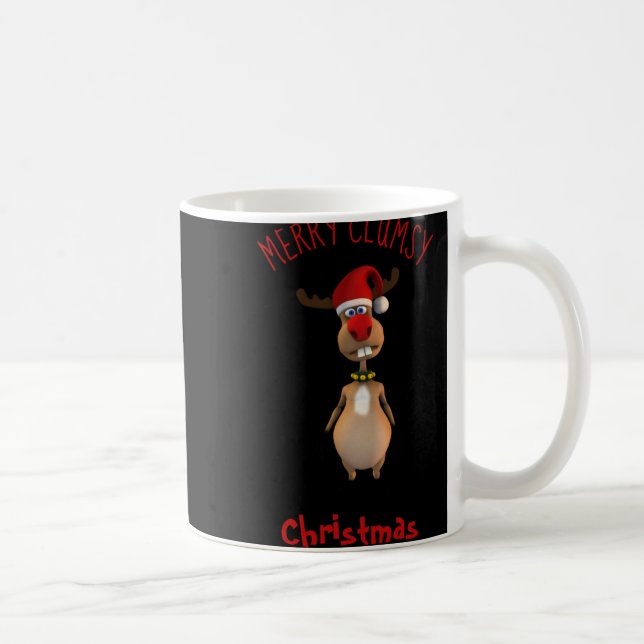 Caneca De Café Funny Clumsy Reindeer Merry Christmas T Shirt  (Direita)
