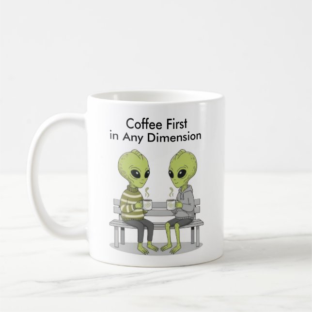 Caneca De Café Funny Coffee and Aliens (Esquerda)