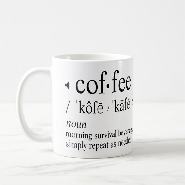Caneca De Café Funny Coffee Definition Morning Survival Beverage (Esquerda)