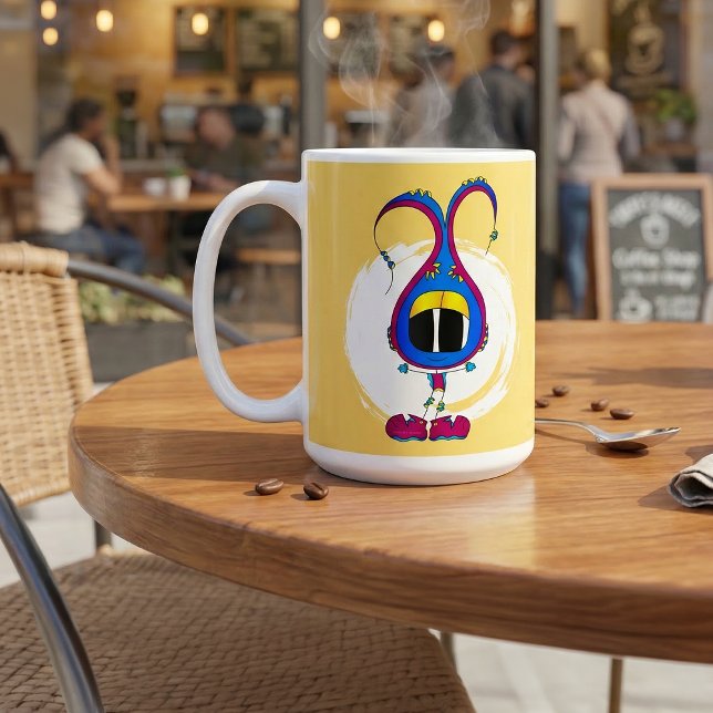 Caneca De Café Funny, Colorful, Quirky, Cartoon Character (Hey! Take a look at this very cool cartoon character mug!)