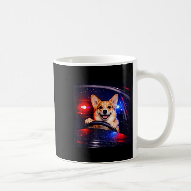 Caneca De Café Funny corgi driving meme dog driving a car  (Direita)