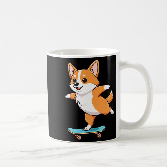 Caneca De Café Funny Corgi Skater Skateboard Ballerina Mom Dad Ki (Direita)