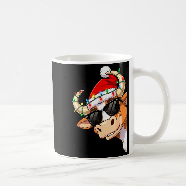 Caneca De Café Funny Cow Christmas Cool Longhorn Santa Cow Hat Ho (Direita)