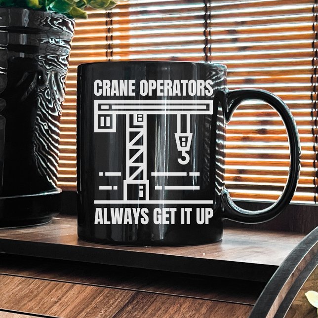 Caneca De Café Funny Crane | Construção de local de trabalho Humo (Criador carregado)
