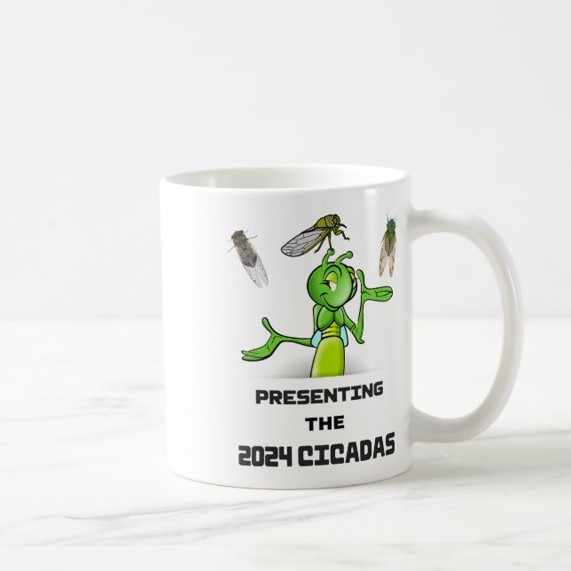 Caneca De Café Funny Cricket Presenting Cicadas Bugs Insects Inva (Direita)