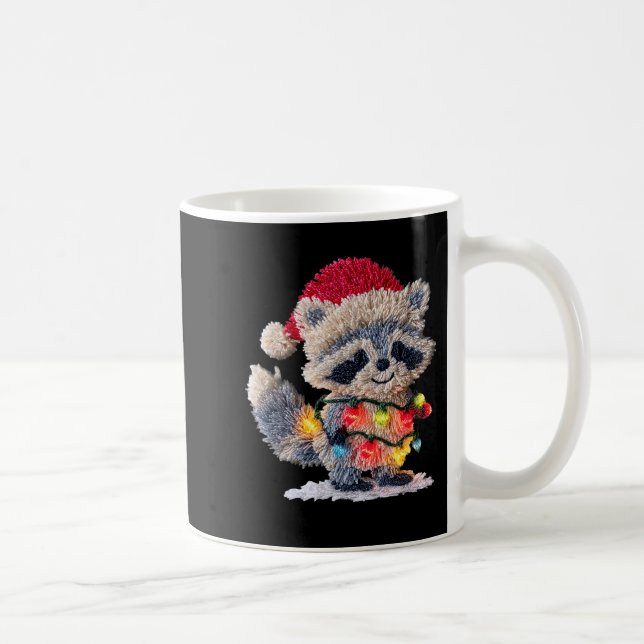 Caneca De Café Funny Crochet Christmas Raccoon Xmas Lights Girly  (Direita)