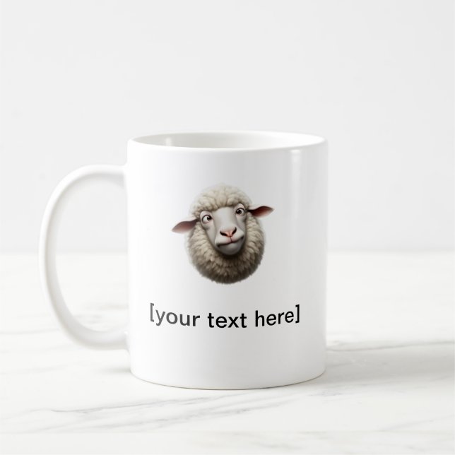 Caneca De Café Funny Cross-Eyed Sheep Mug with Custom Text – Cute (Esquerda)