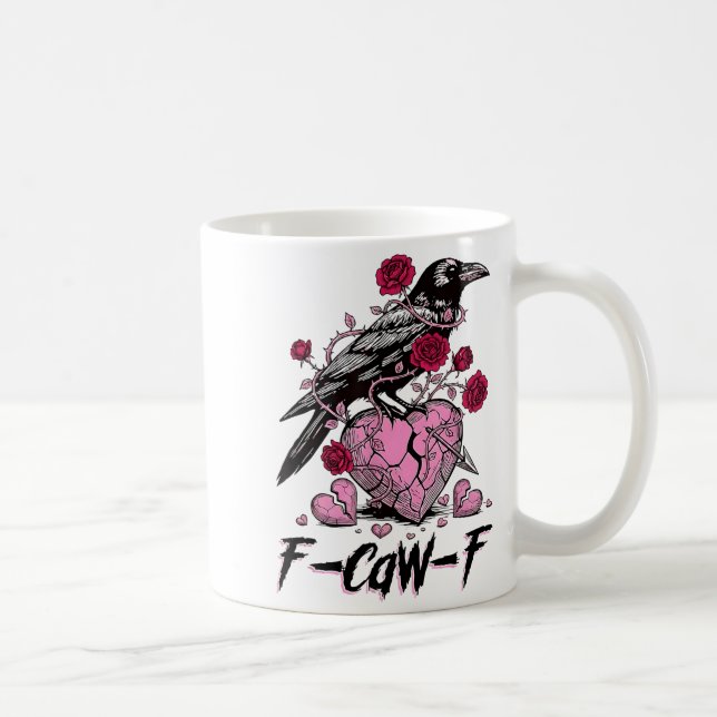 Caneca De Café Funny Crow F-caw-f Valentines Day Black Bird Fcawf (Direita)