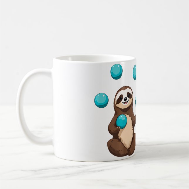 Caneca De Café Funny Cute Sloth Juggling Circus Balls Juggling 	  (Esquerda)