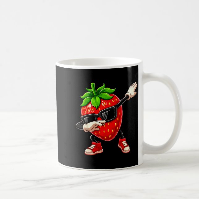 Caneca De Café Funny Dabbing Strawberry Summer Fruit Lover Men Wo (Direita)