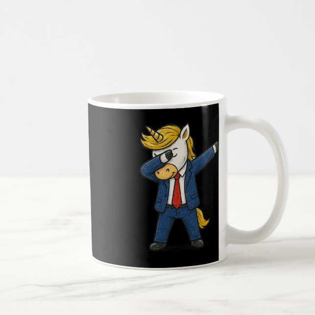 Caneca De Café Funny Dabbing Unicorn Trump Patriótico Dab Pose Us (Direita)