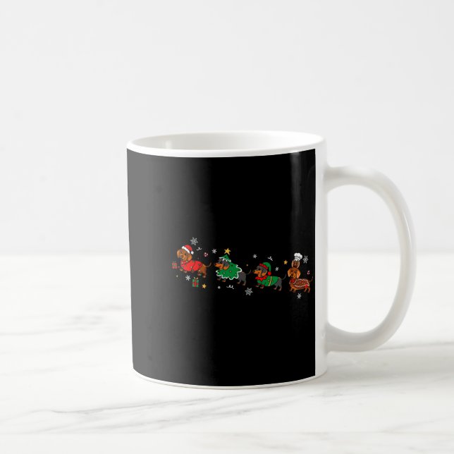 Caneca De Café Funny Dachshund Christmas Parade  (Direita)