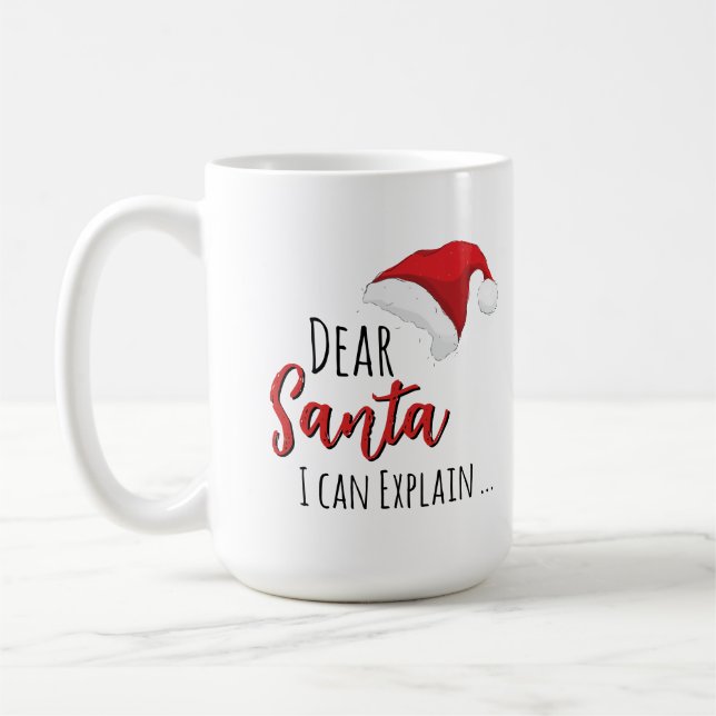 Caneca De Café Funny Dear Santa (I can Explain ...) Customizable  (Esquerda)