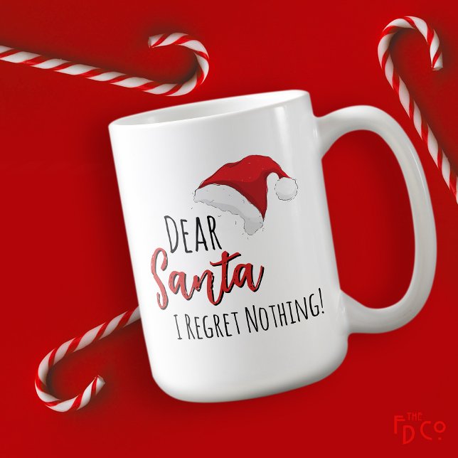 Caneca De Café Funny Dear Santa (I Regret Nothing!) Customizable  (Criador carregado)