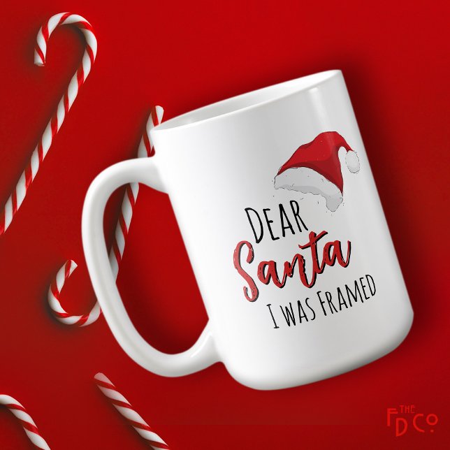 Caneca De Café Funny Dear Santa (I was Framed) Customizable  (Criador carregado)