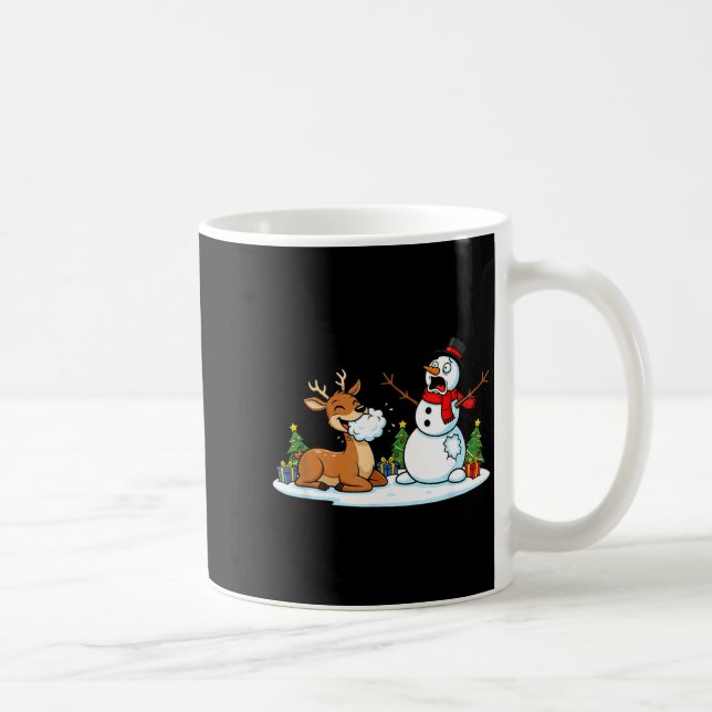 Caneca De Café Funny Deer Snowman Christmas Tree Xmas Womens Mens (Direita)