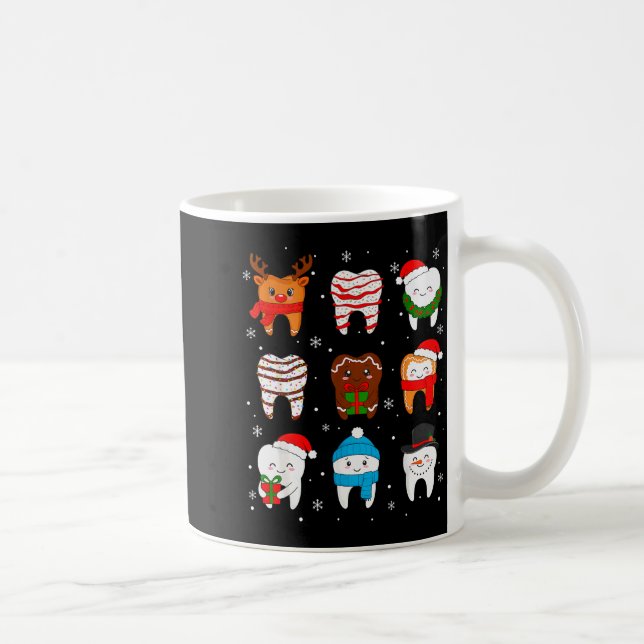Caneca De Café Funny Dental Christmas Teeth Cute Xmas Dentist Squ (Direita)