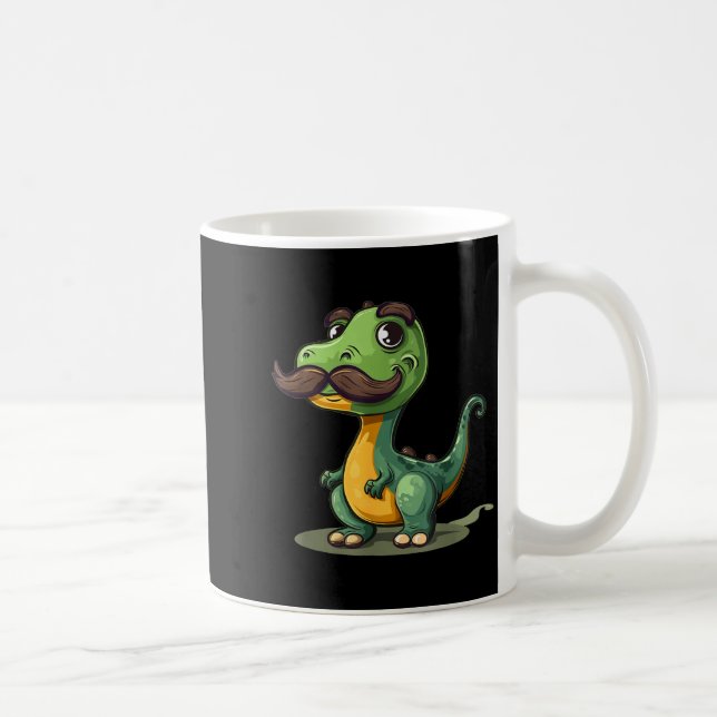 Caneca De Café Funny Dinosaur With Mustache Beard For Adults And  (Direita)