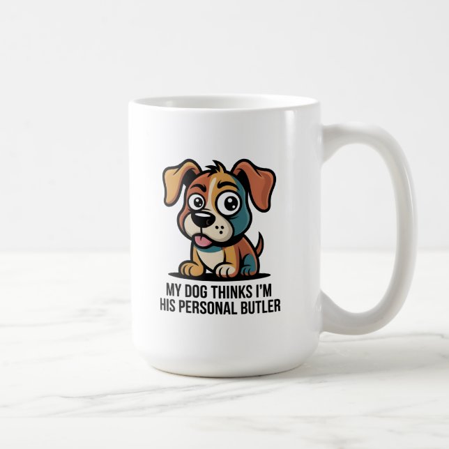 Caneca De Café Funny Dog Butler Cartoon Quote (Direita)