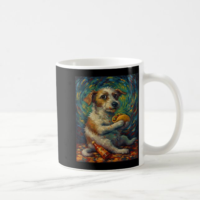 Caneca De Café Funny Dog Eating Taco Graphic Art Design  (Direita)