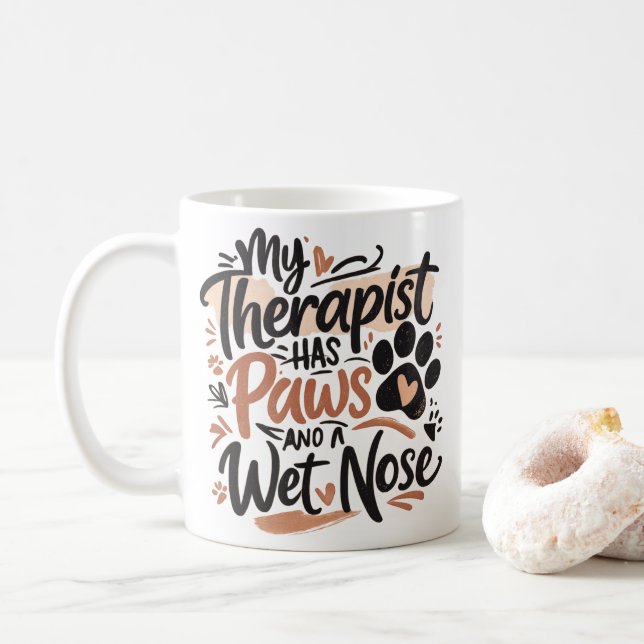 Caneca De Café Funny Dog Lover Typography Paw Quote (Com Donut)