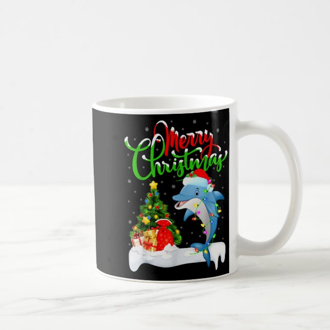 Caneca De Café Funny Dolphin Fish Lover Xmas Lighting Dolphin Chr (Direita)