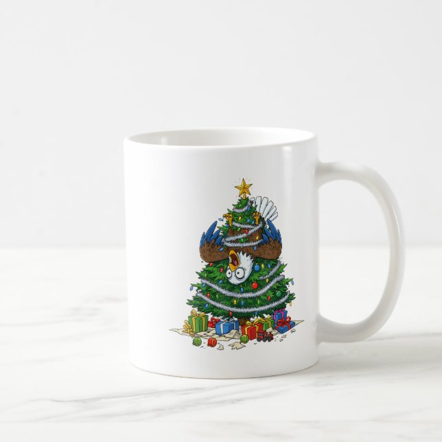 Caneca De Café Funny Eagle Christmas Tree Lights Kids Mens Womens (Direita)