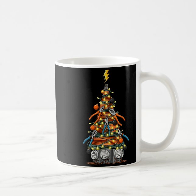 Caneca De Café Funny Electrician Christmas Tree Xmas Graphic Men  (Direita)