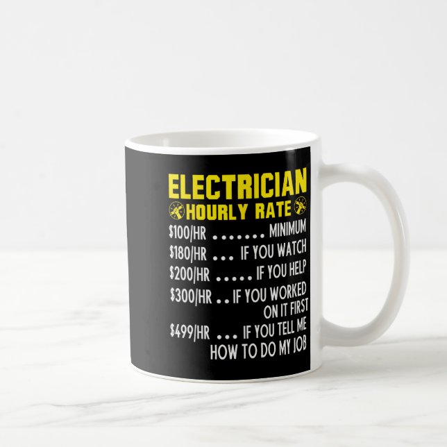 Caneca De Café Funny Electrician Hourly Rate Pricing Chart  (Direita)