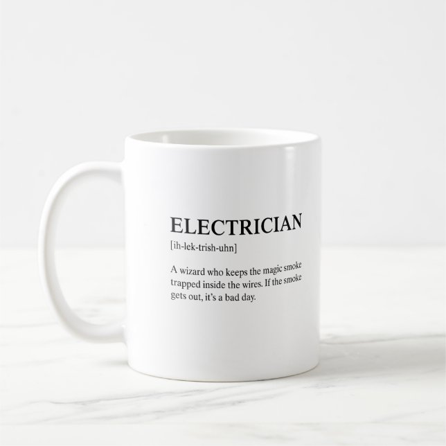 Caneca De Café Funny Electrician Technical Meaning Description (Esquerda)