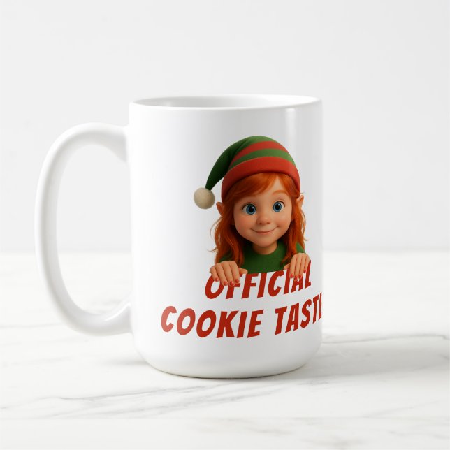 Caneca De Café Funny Elf Faces | Official Cookie Tester Christmas (Esquerda)