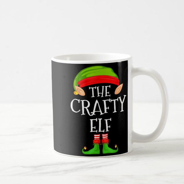 Caneca De Café Funny Elf Family Christmas Crafty Elf Sweater Matc (Direita)