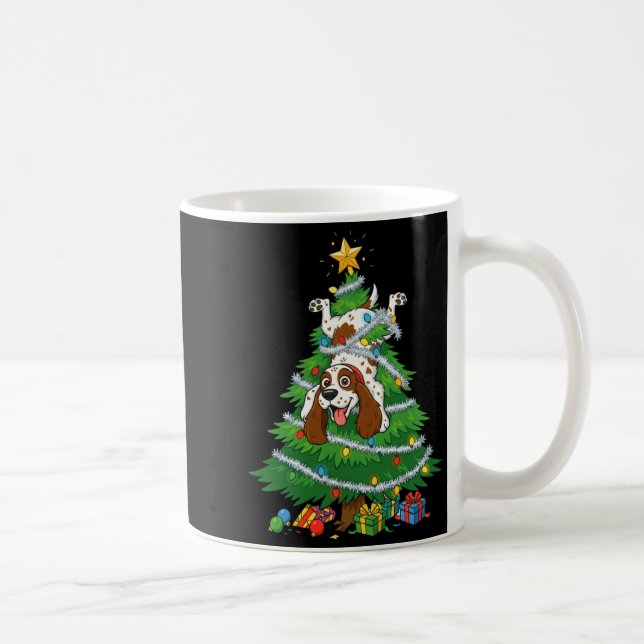 Caneca De Café Funny English Springer Spaniel Dog Christmas Tree  (Direita)