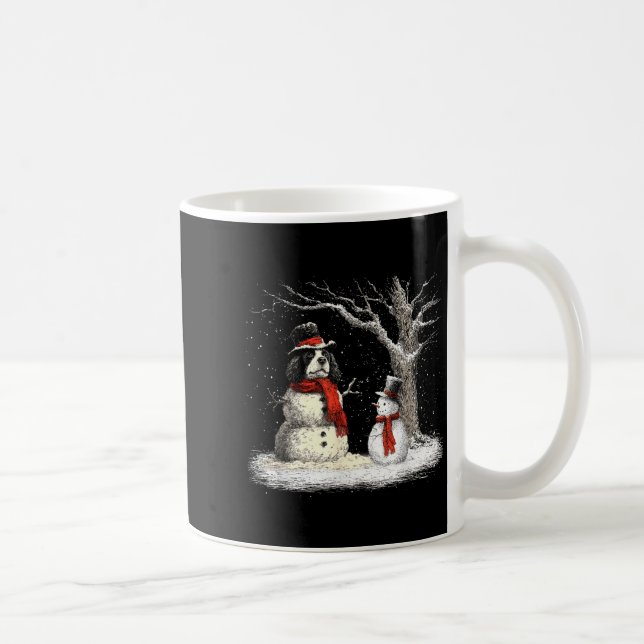 Caneca De Café Funny Er Spaniel Dog In The Snow Tree Christmas Wi (Direita)