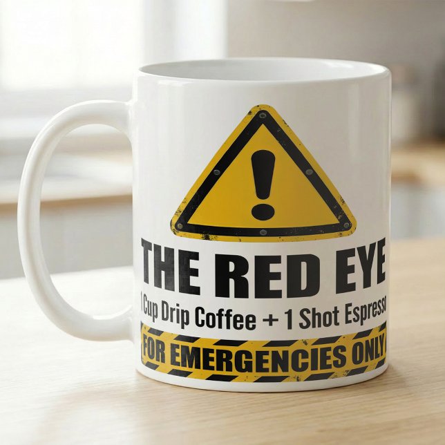 Caneca De Café Funny Espresso Red Eye  Emergency Alert  (Criador carregado)