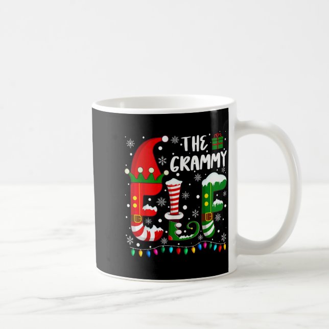 Caneca De Café Funny Family Matching Pajamas Grammy Elf Christmas (Direita)
