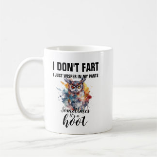 Caneca De Café Funny Fart Whisper Owl Mug - Hoot Custom Coffee